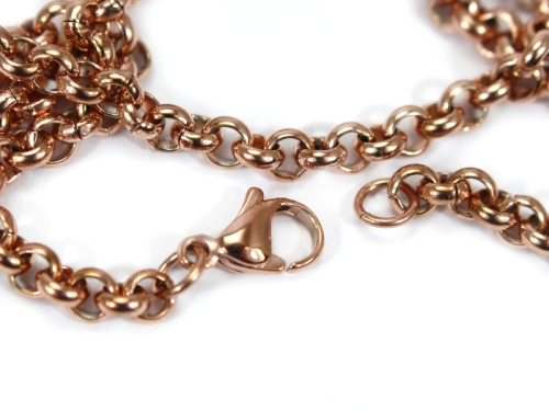 55cm Erbskette Edelstahl Halskette Farbe Rosegold 3mm
