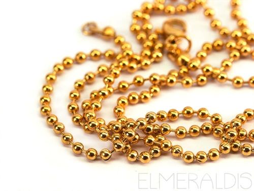 50 cm Kugelkette Halskette Edelstahl goldfarben 1,5 mm