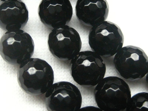 6mm 10 St Onyx Perlen schwarz rund facettiert