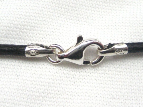 42 cm Lederkette 925 Silber Karabiner 1,3 mm