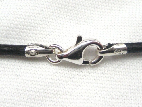 42 cm Lederkette 925 Silber Karabiner 1,3 mm