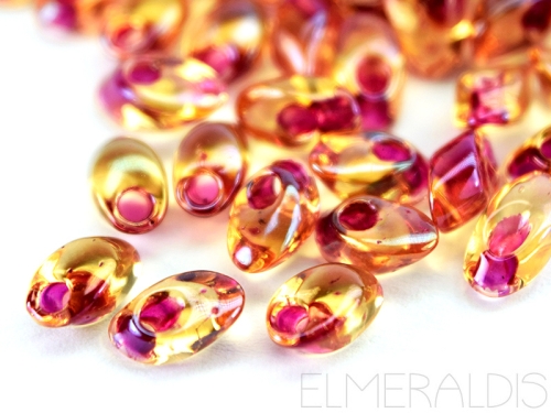 7mm Miyuki Long Magatama Dark Pink Lined Amber 10g