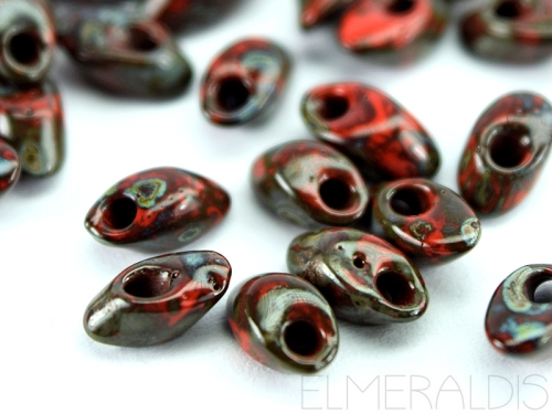 7mm Miyuki Long Magatama Red Garnet Picasso 10g