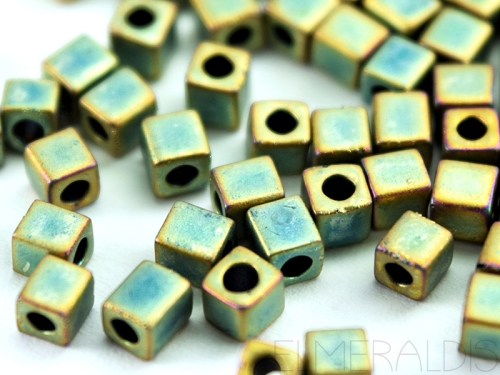 3mm Würfel Cubes Miyuki Metallic Green Patina Iris Matte 10g