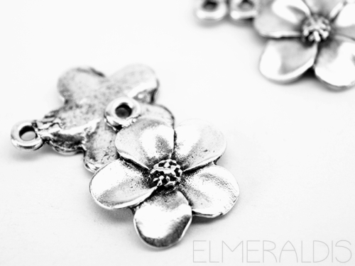 Blume Charms Anhänger Metall silberfarben