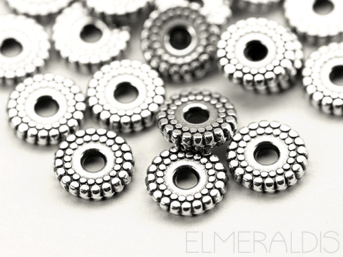 8mm Spacer Scheiben Hippie Ethno silberfarben 20x