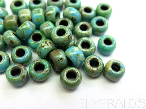 6/0 10g Miyuki Rocailles Seafoam Green Picasso