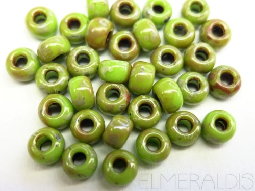 8/0 10g Miyuki Rocailles Chartreuse Picasso
