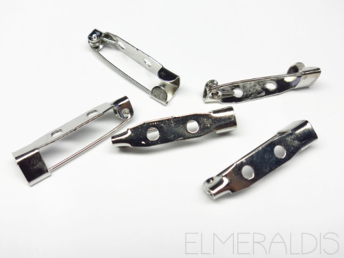 10 Broschennadeln 25mm Rhodium Silver silber