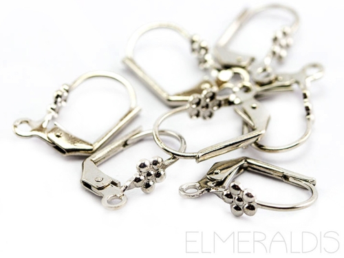 4 Ohrbrisuren Rhodium silberfarben mit Blumen