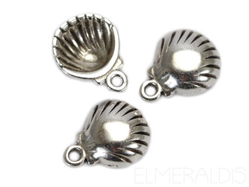 9mm Muscheln Shells Charms Anhänger Zamak Silver Antique silberfarben 5x