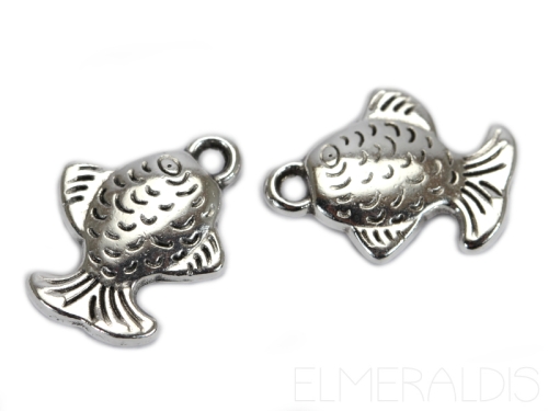 Fische Charms Anhänger Zamak Silver Antique silberfarben 2x