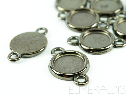 Verbinder Connector Gun Metal für Cabochons 12mm