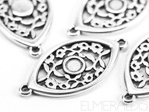 Verbinder Auge Blumen silberfarben Cabochons 4mm