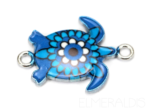 Verbinder Schildkröte Turtle emailliert Blue Turquoise blau türkis 1x