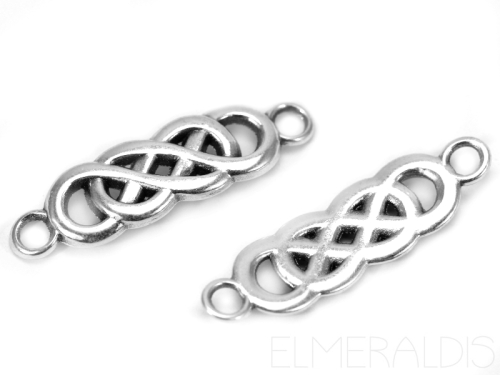 Verbinder Infinity Unendlichkeit doppelt Silver Antique silberfarben 2x