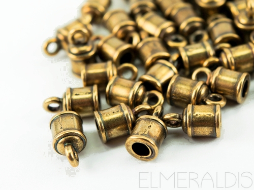 2 Endkappen 3mm rund Bronze Brass Antique