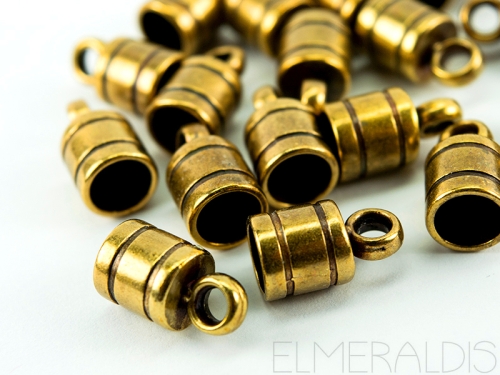 6mm Endkappen rund verziert Bronze Brass Antique Zamak 2x