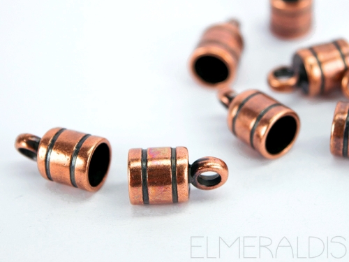 2 Endkappen 6mm rund Copper Antique kupfer Zamak