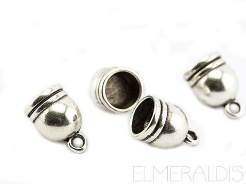 8mm Endkappen rund Silver Antique silbern Zamak 2x