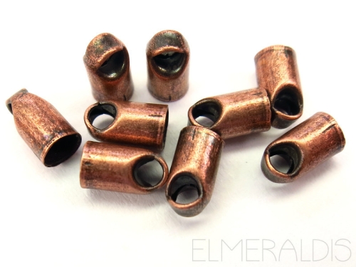 1mm Endkappen rund Copper Antique Metall 10x