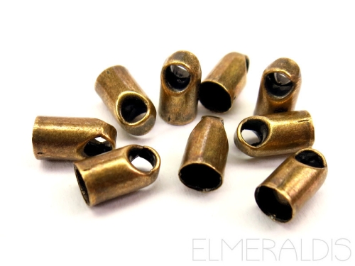 5mm Endkappen rund Bronze Brass Antique Metall 10x