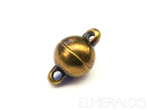 8mm Magnetverschluß rund Bronze Antique mit Ösen