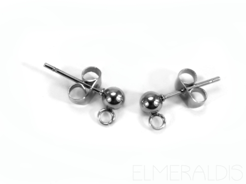 Ohrstecker Ohrringe Edelstahl Earpins mit Perlen silberfarben 2x