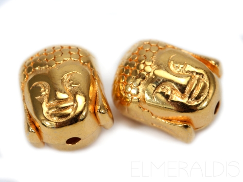 Buddha Kopf Metallperlen Schiebeperlen Slider Zamak goldfarben golden 2x