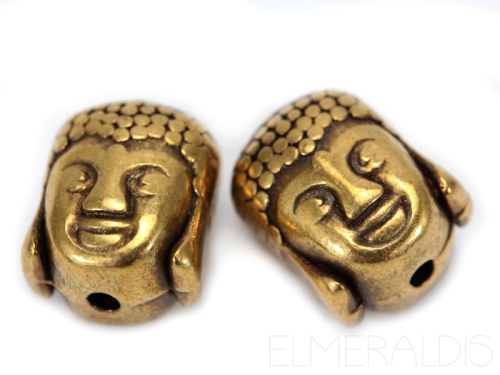Buddha Kopf Metallperlen Schiebeperlen Slider Zamak Bronze Antique hellbraun 2x