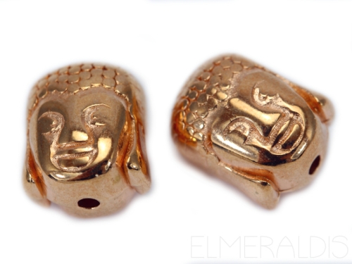 Buddha Kopf Metallperlen Schiebeperlen Slider Zamak Farbe Rosegold kupferfarben 2x