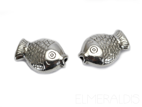 11mm Fische Metallperlen Zamak Silver Antique silberfarben 2x