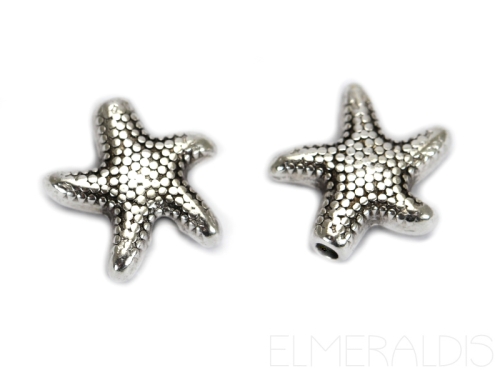 10mm Seesterne Starfishes Metallperlen Zamak Silver Antique silberfarben 2x