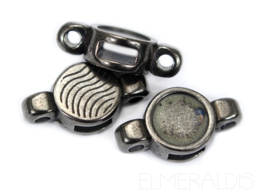 5mm Schiebeperlen Slider mit 3 Fädelkanälen Cabochonfassung 7mm Gunmetal 2x