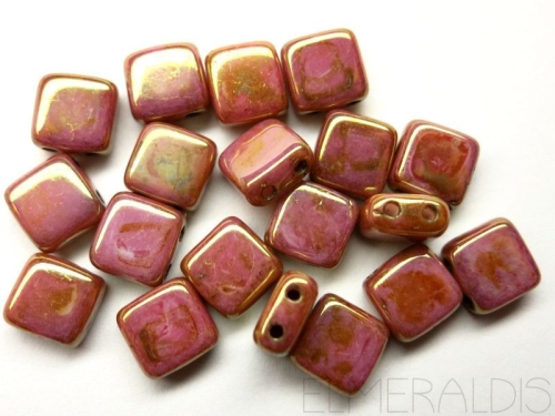25 CzechMates™ Tile Beads Rose Gold Topaz 6mm