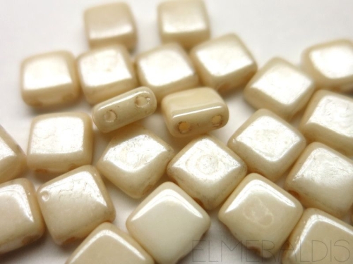 6mm CzechMates™ Tile Beads Luster Beige creme 25x