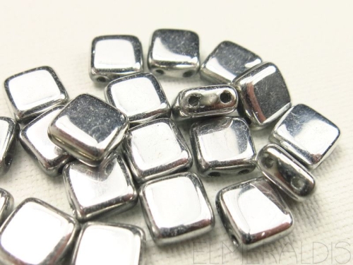 25 CzechMates™ Tile Beads Silver Silber 6mm