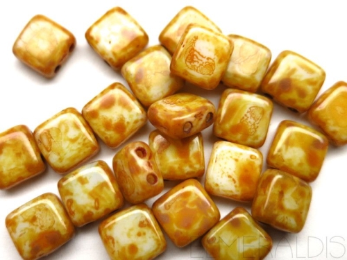 25 CzechMates™ Tile Beads Alabaster Picasso 6mm