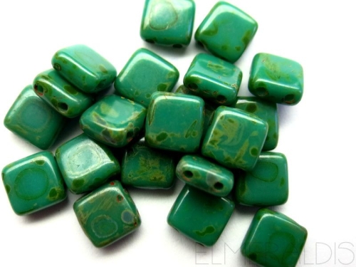 25 CzechMates™ Tile Beads Persian Turquoise Picass