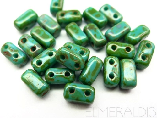 25 CzechMates™ Bricks Persian Turquoise Picass 6mm