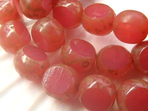 12mm Carved Round Rose Pink Picasso rosa 2x