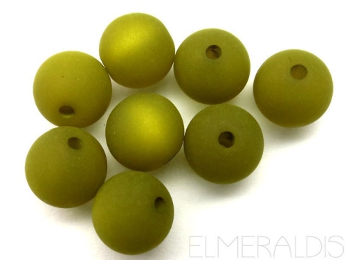 4mm 10x Polaris Perlen matt olive grün