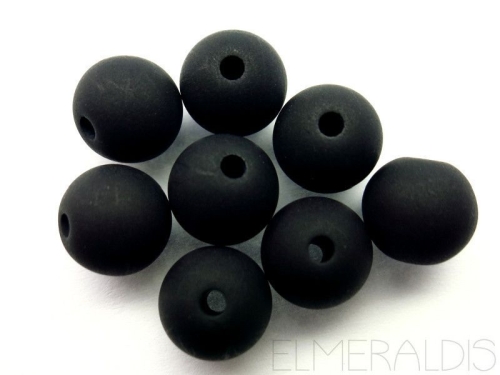4mm Polaris Perlen matt schwarz black 10x