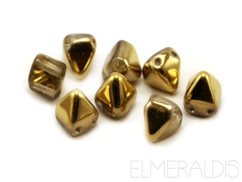 6mm Pyramid Beads 2-Hole Crystal Amber goldfarben 10x