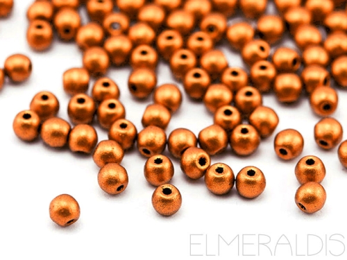 3mm Glasperlen Brass Gold Metallic Bronze Matte 50x