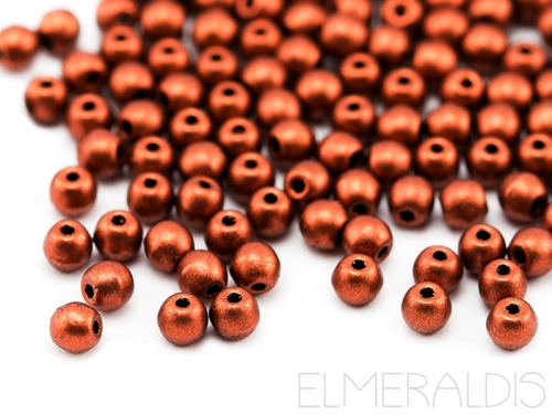 3mm Glasperlen Copper Metallic Matte kupfer 50x