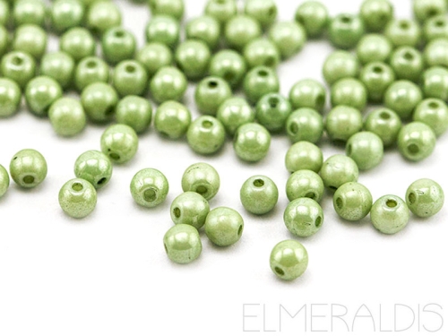 3mm Glasperlen Chalk Mint Luster hellgrün 50x