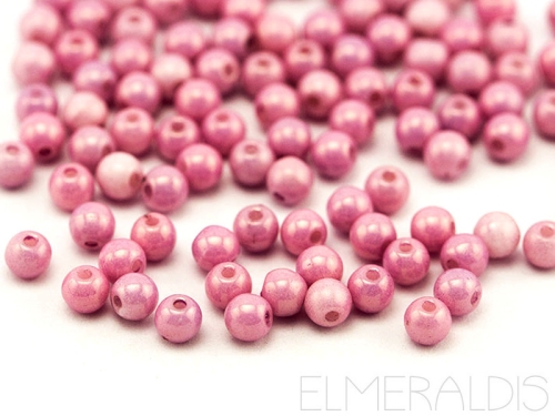 3mm Glasperlen Chalk White Lila Luster rosa 50x