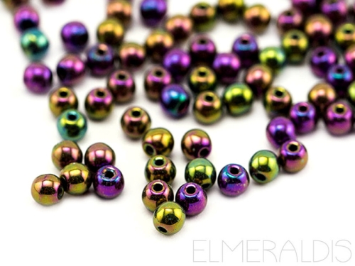 3mm Glasperlen Jet Purple Iris Metallic lila 50x