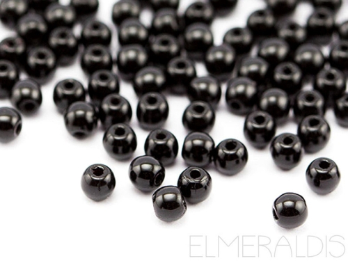 3mm Glasperlen Jet Black schwarz Opaque 50x